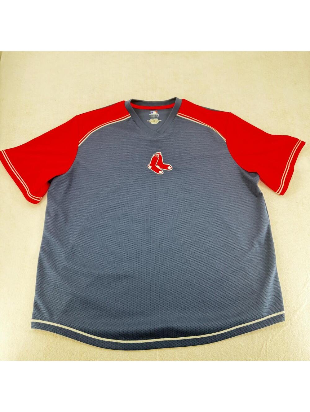 Boston Red Sox MLB Men's Navy Short Sleeve Pullover V-Neck Jerseys T-Shirts: 2XL